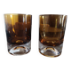 Duo de verres à whisky ou cocktail cristal ambré space age années 1960/1970