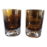 Duo de verres à whisky ou cocktail cristal ambré space age années 1960/1970