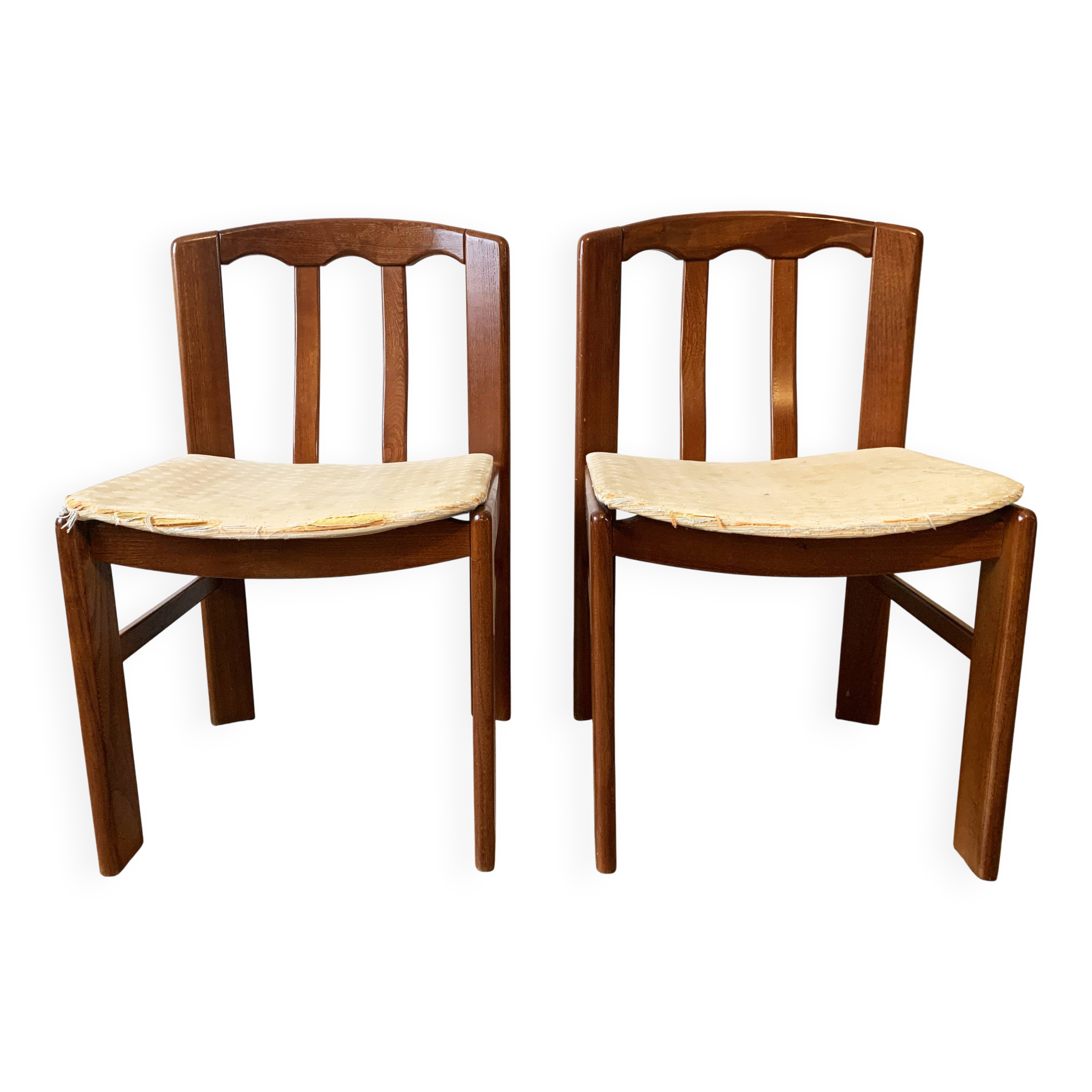Set de 2 chaises scandinaves, années 60. Assises à refaire