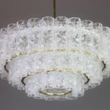 Lustre à tubes en verre glace Murano par Doria, Allemagne, années 1960