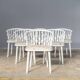 Matte white painted beech chair with upholstered seat in fabric 1970