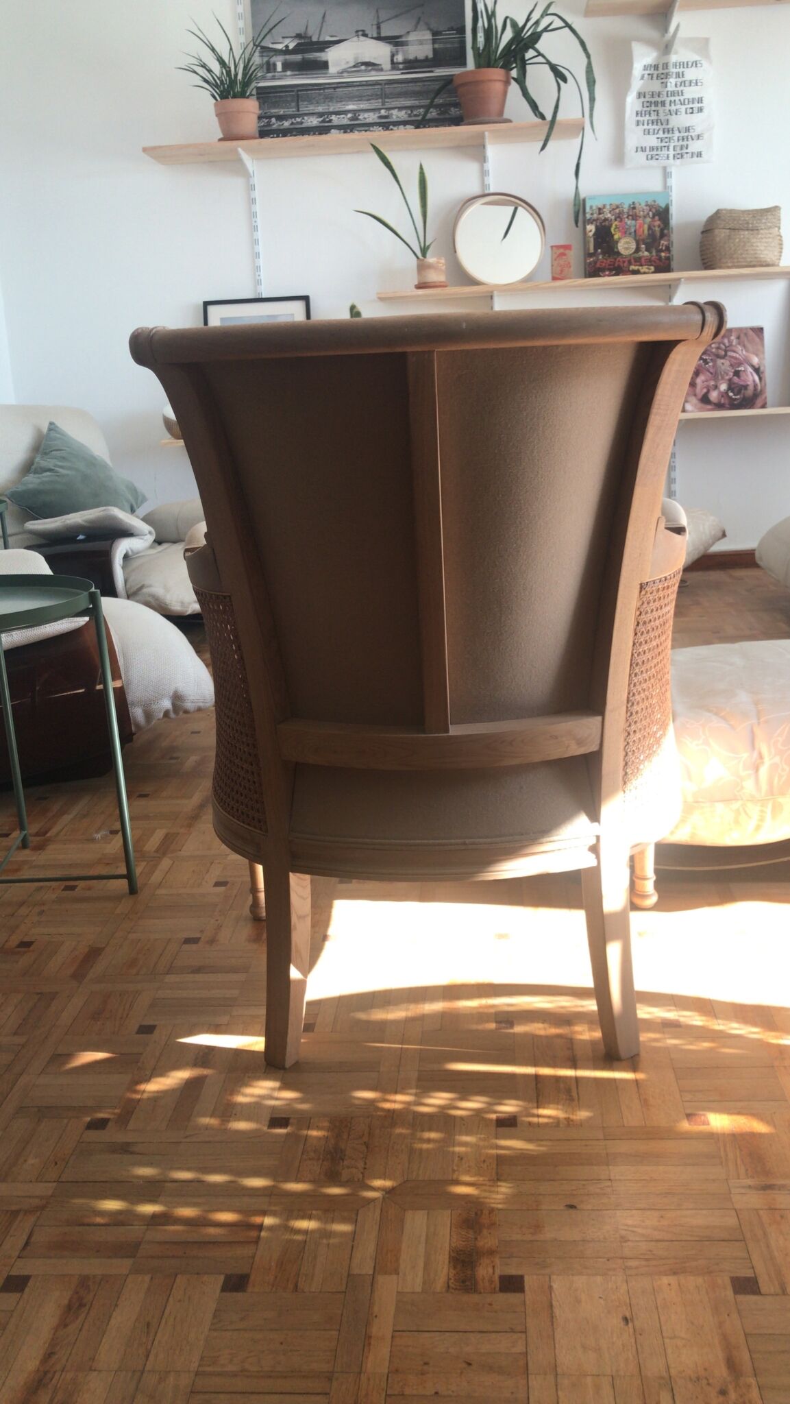 Wicker fauteil, beige