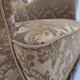 1950s, Danish relax armchair, furniture velour, carved oak wood.