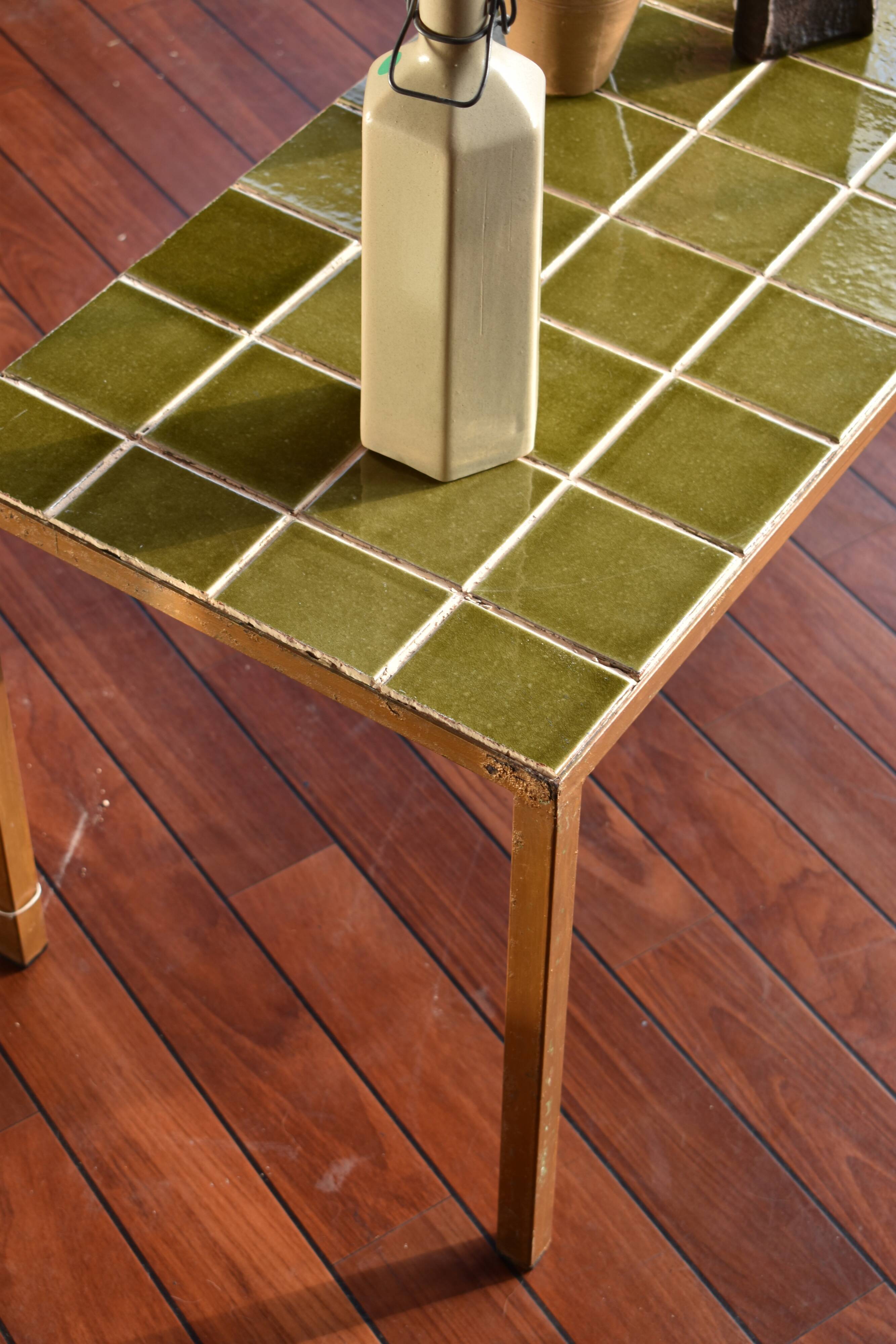 Vintage coffee table green tiles