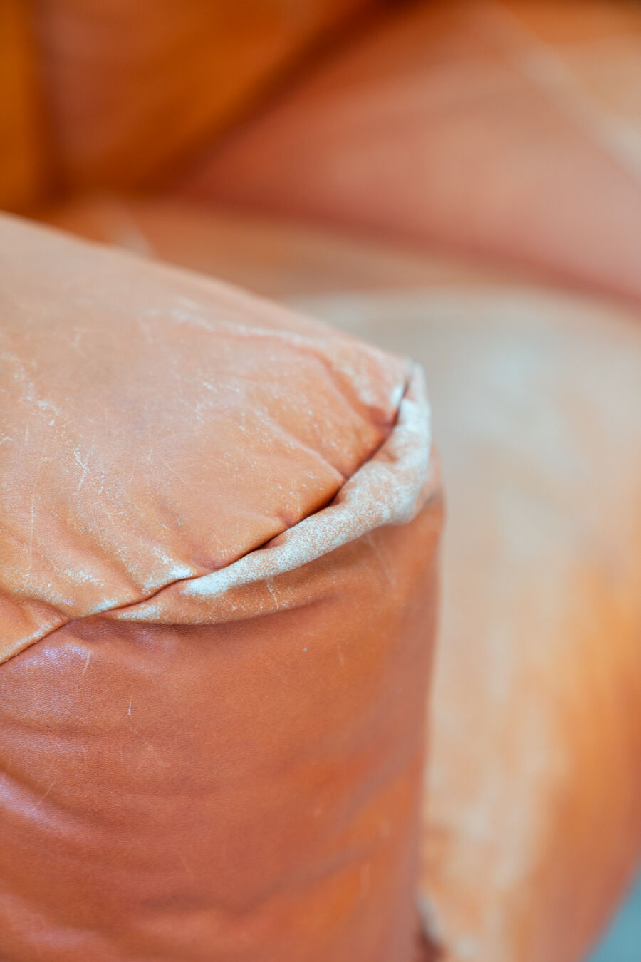 Canapés et poufs en cuir prange par Mario Marenco pour Arflex, 1970