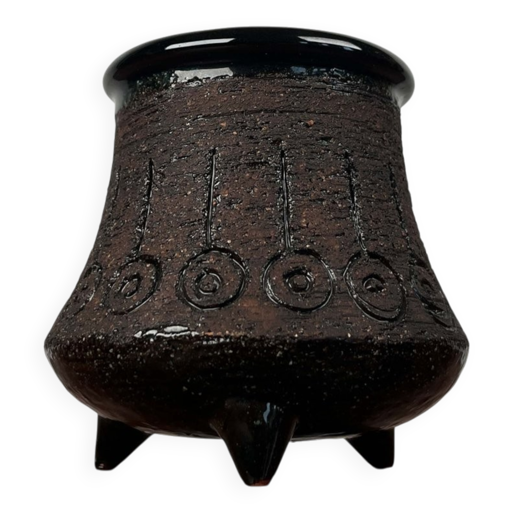 Mid-century studio ceramic tripod vase by Eke Bjeren for Gabriel Keramik, 1960s.