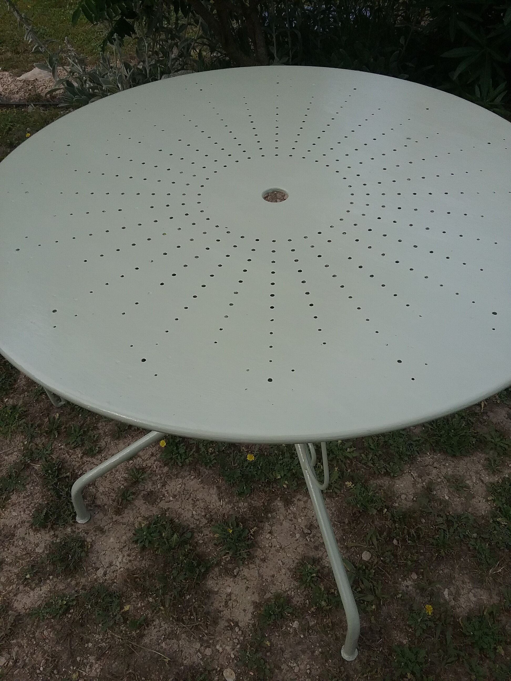 Green wrought iron garden furniture