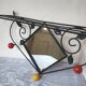 Coat rack, hat rack, wrought iron, 3 wooden balls