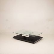 Cidue Mid Century Italian Black Lacquer, Mirror and Glass Coffee Table 1970