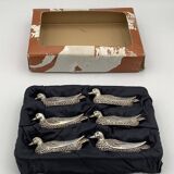 Set of 6 Vintage Duck-Shaped Silver-Plated Knife Rests SILEA
