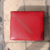 Fauteuil et repose pieds cuir Rouge
