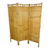 Vintage rattan and bamboo 3-panel screen