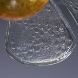 Swedish pendant with glass leaf shades and a center shade of amber coloured