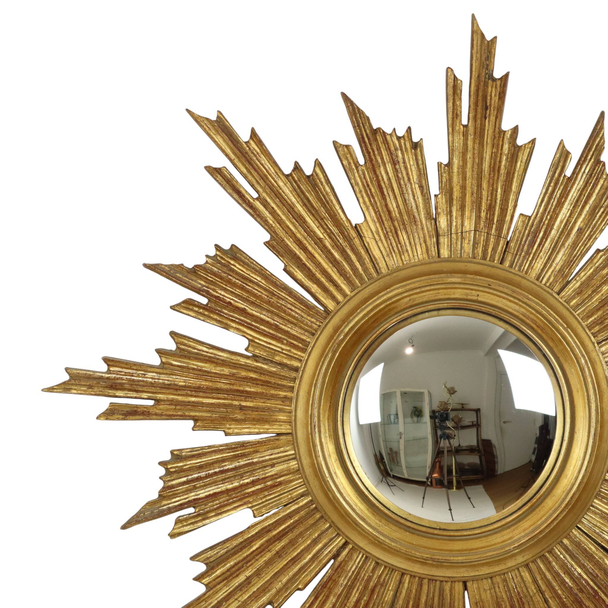 Large Deknudt Sunburst Gold Leaf Sun Mirror Sixties