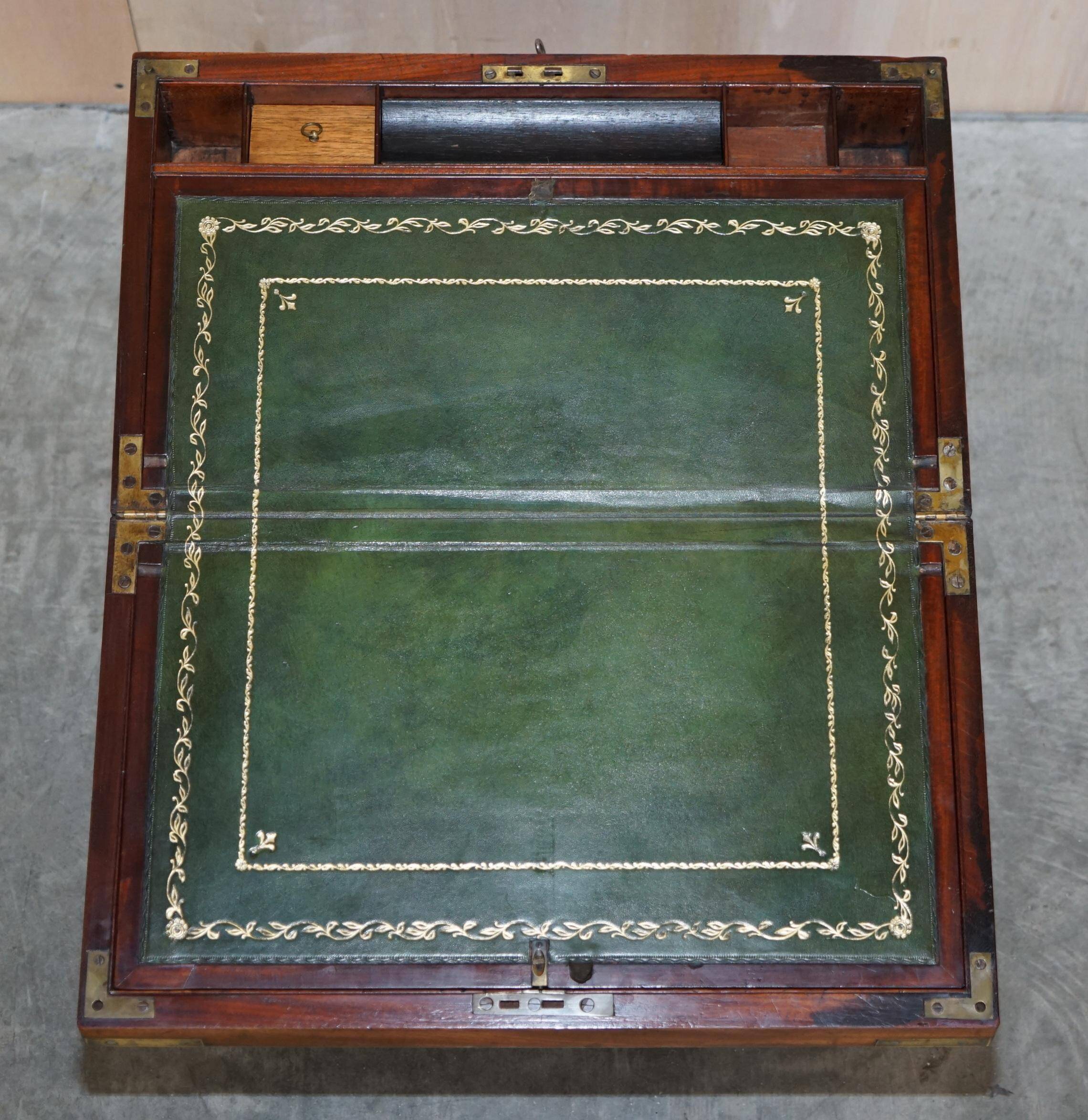 Antique hardwood military campaign desk with writing slope.