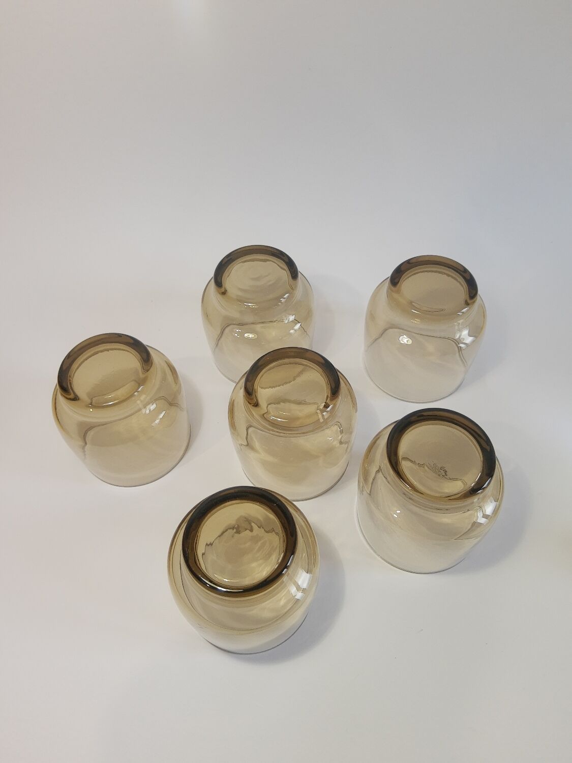 Set of 6 vintage 70s smoked glass water glasses