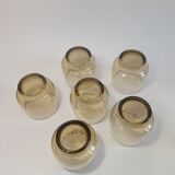 Set of 6 vintage 70s smoked glass water glasses