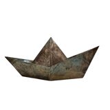 Modern silver-plated paper boat sculpture, Paola C. Aldo Cibic Italy 1980