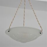 Suspension art nouveau style cacker in white frosted glass