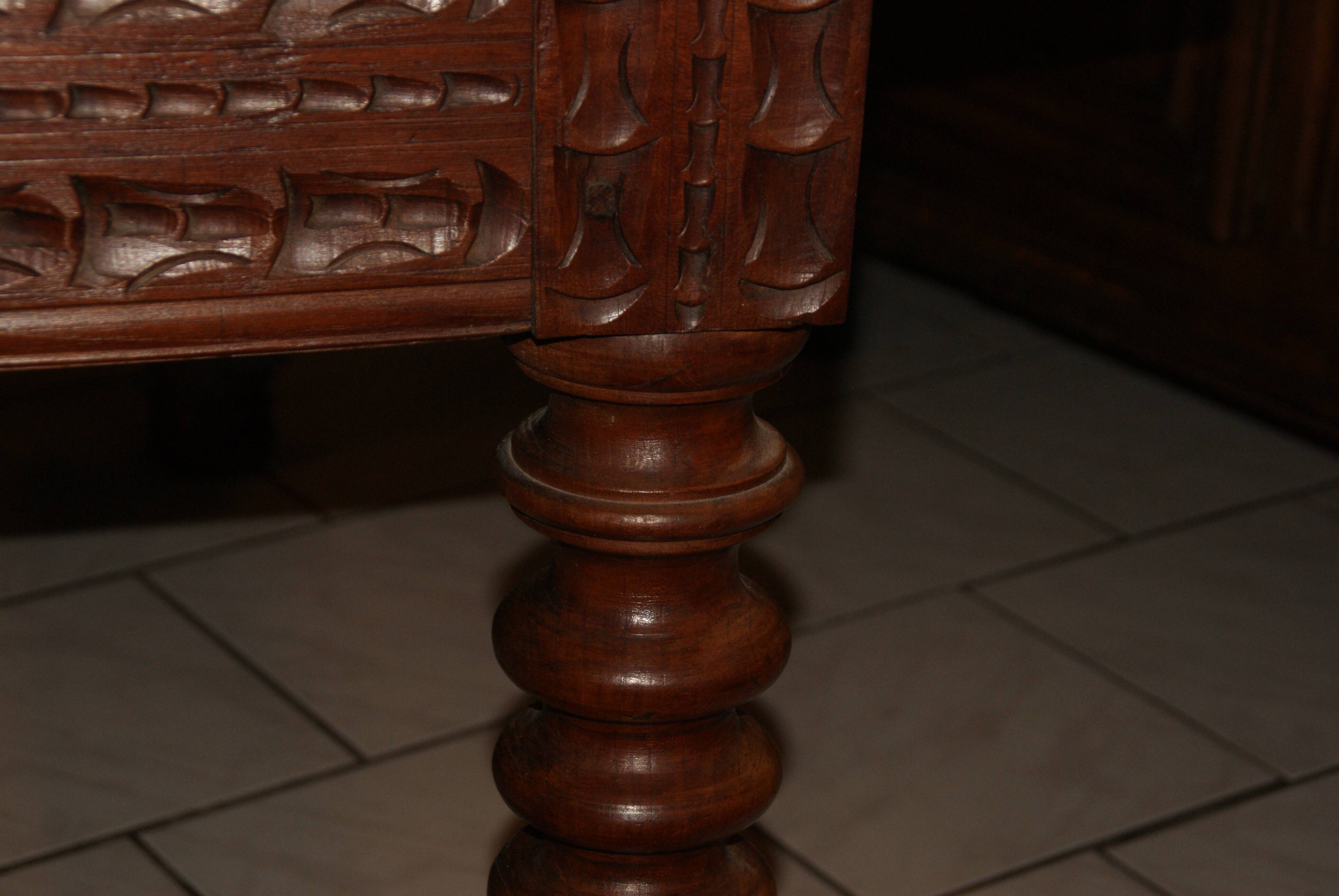 SAVOYARD CHALET TABLE, carved, with two drawers, late 18th century