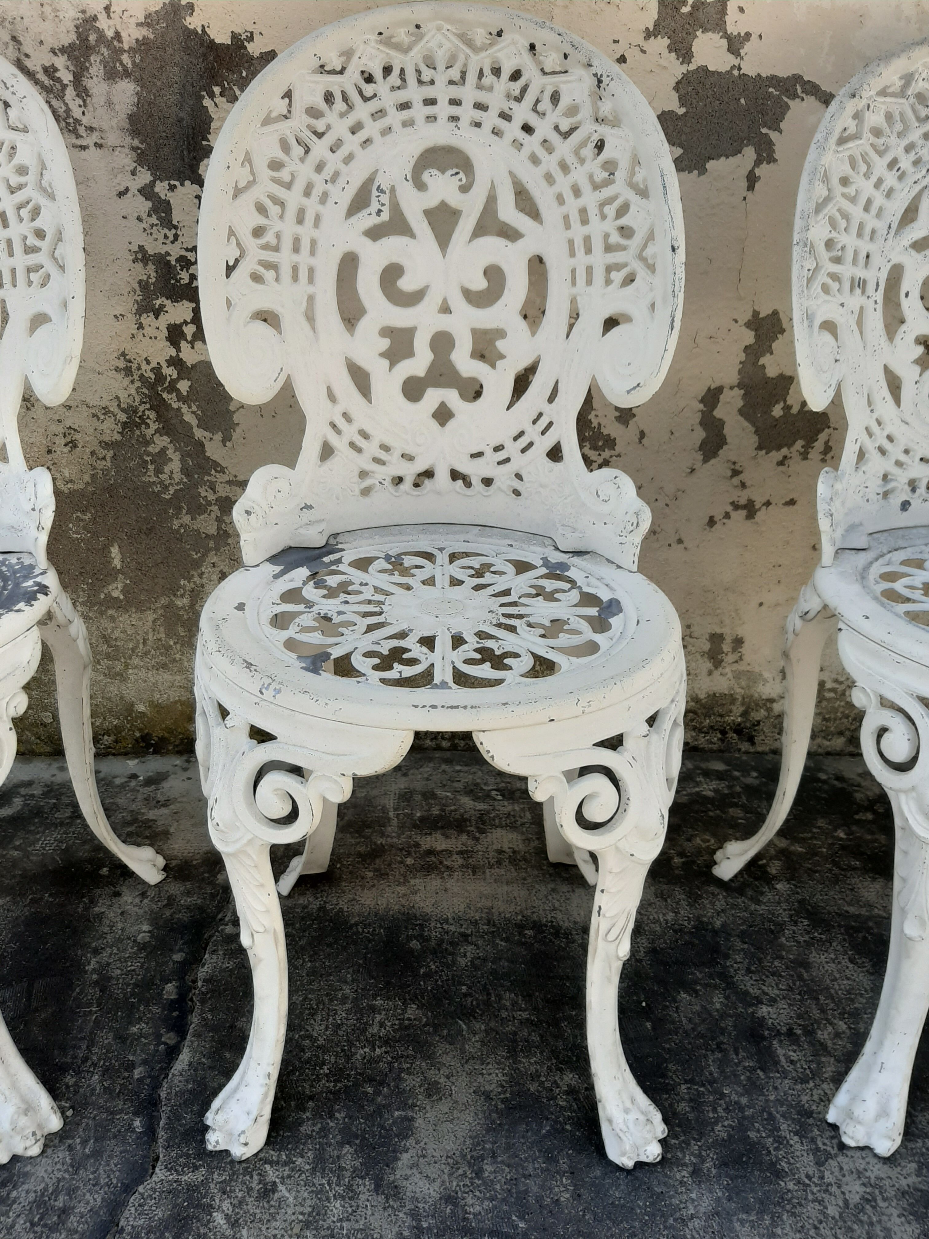 4 aluminium cast iron rock garden chairs