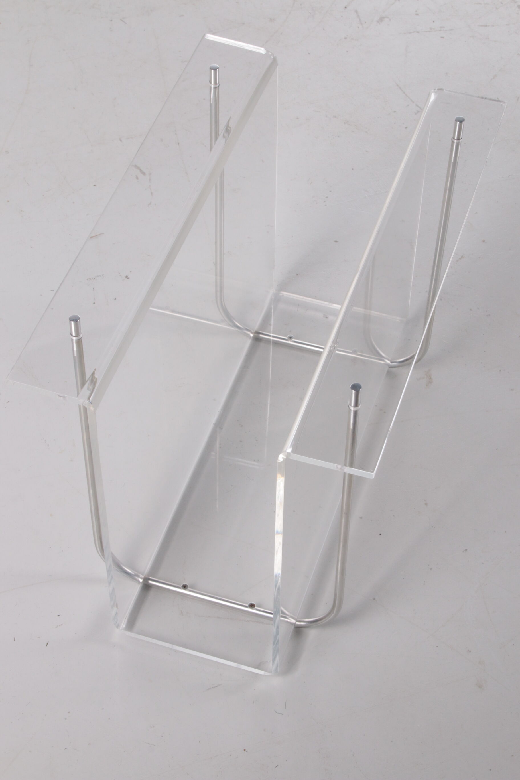 Plexiglass Storage rack with metal accents, 1970