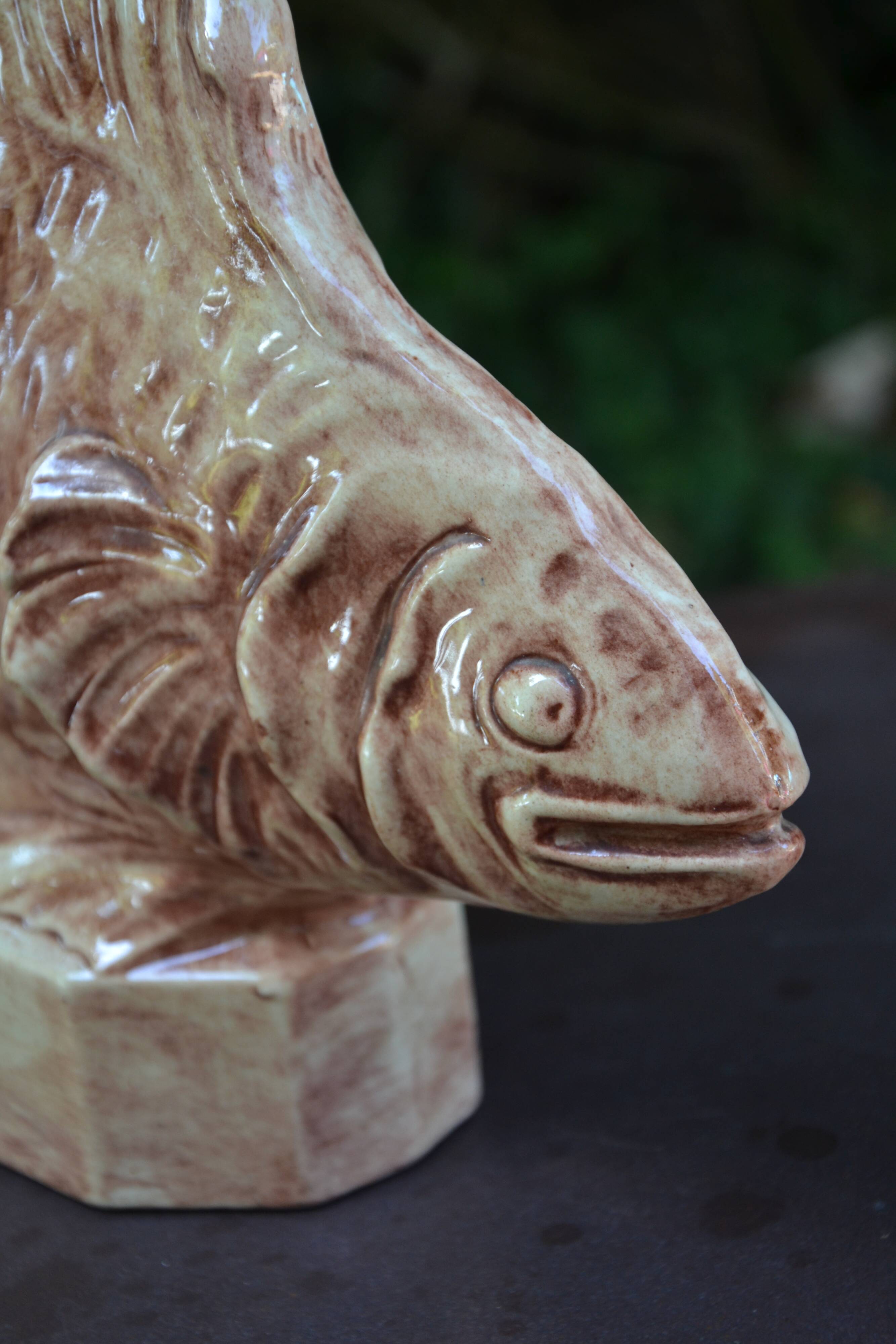 Ceramic fish statuette signed