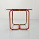 Table à manger tubulaire orange en métal et verre, 1980