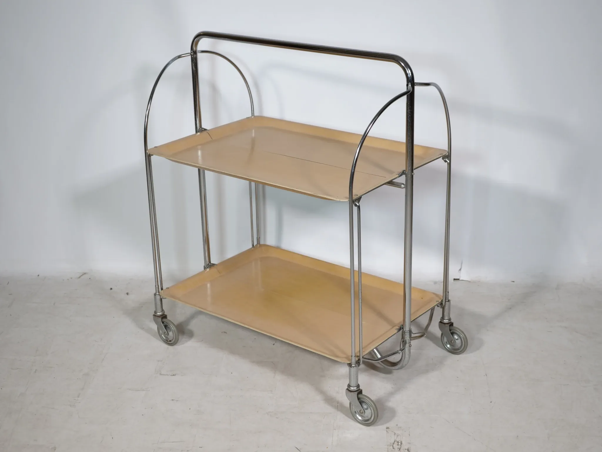 Mid Century Folding Serving Trolley in Chrome by Bremshey, 1960s