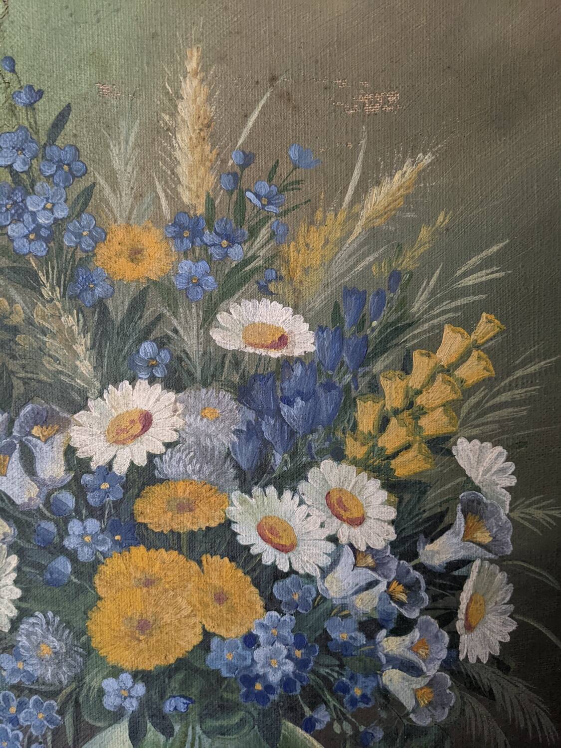 Antique still life painting, bohemian country decor