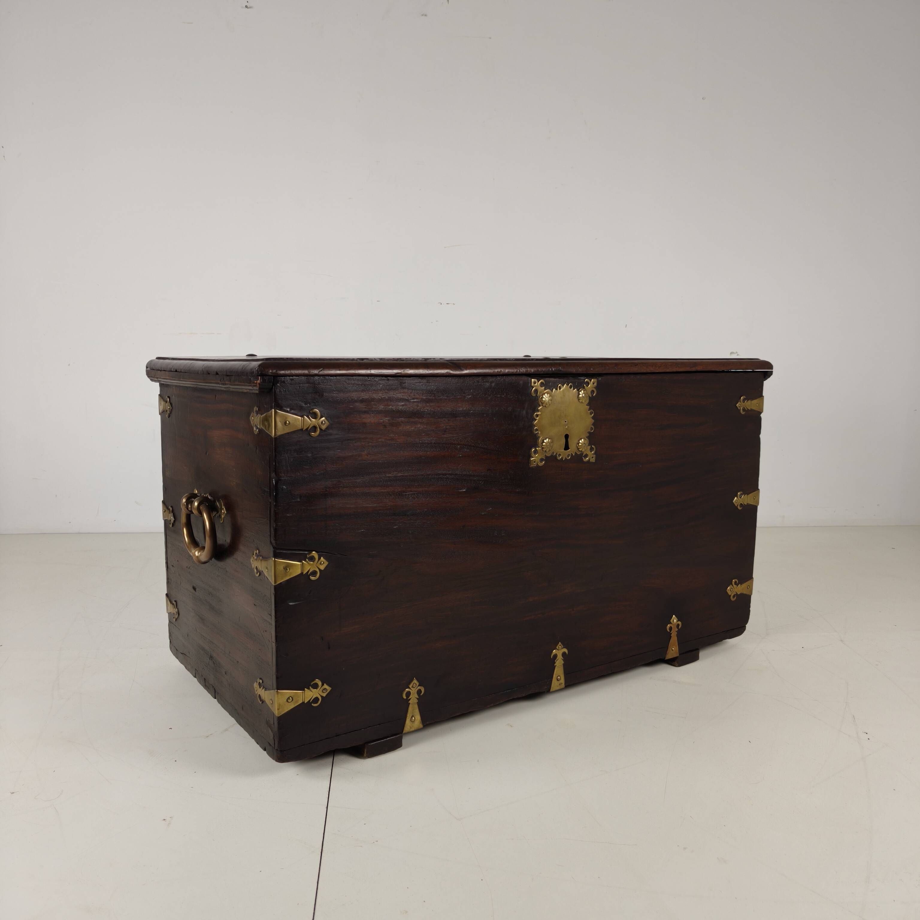 18th Century Dutch VOC Colonial Chest with Brass Mounts