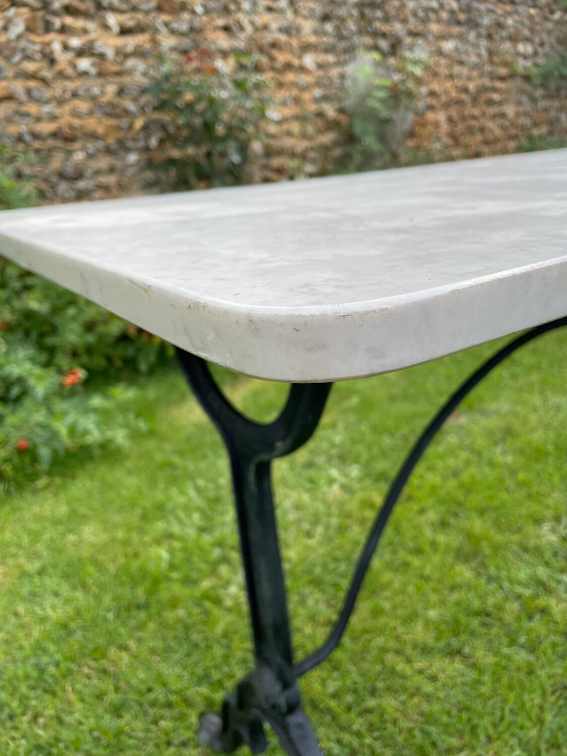 Vintage bistro table 1930 marble top for 4 people