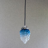 Suspension old cluster in translucent blue and white glass