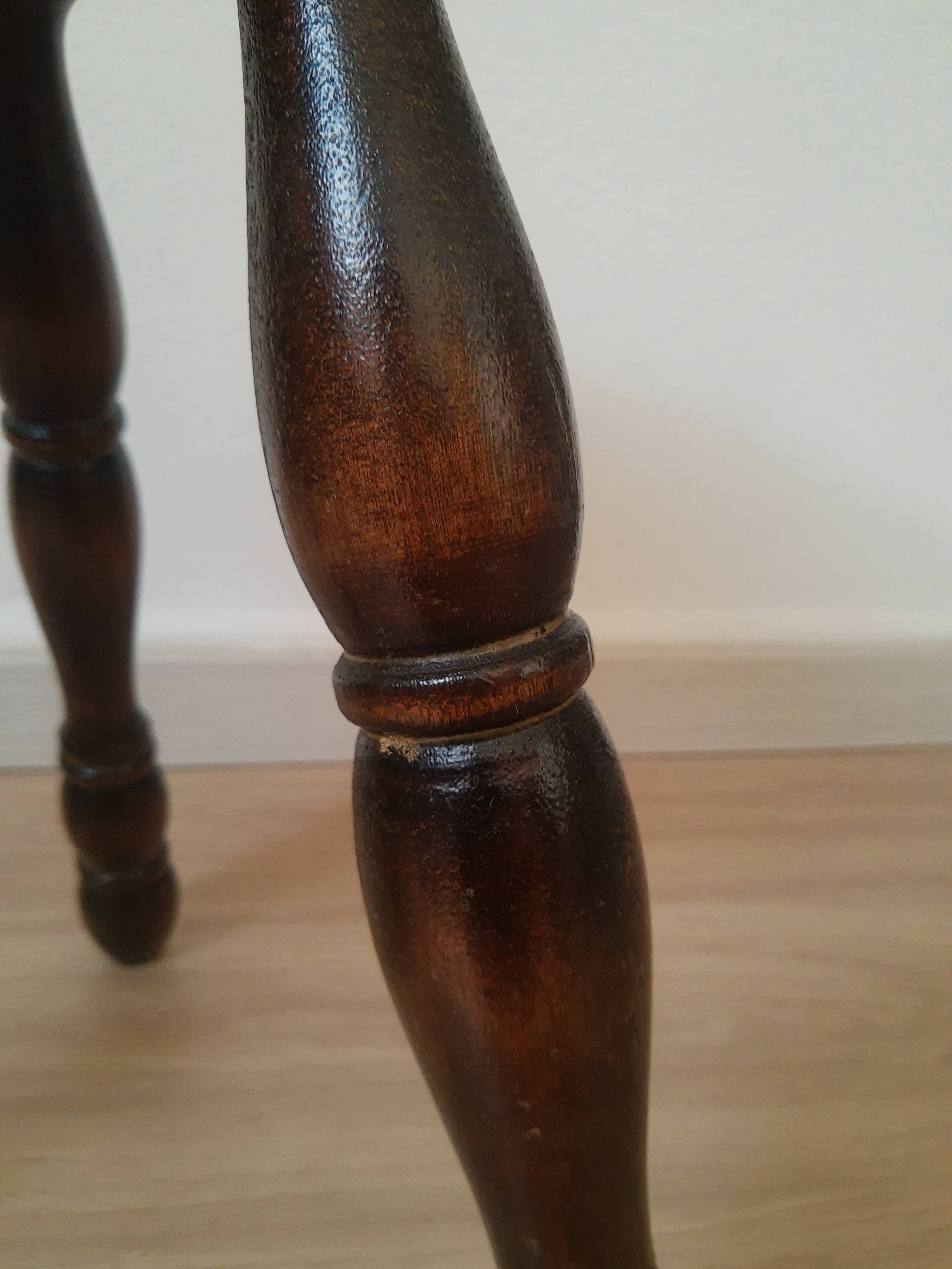 Vintage country turned wooden tripod stool