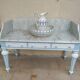 Vanity unit, wooden and marble dressing table in Louis XVI style.