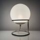 Spherical accent lamp in chrome steel and opaline glass space age