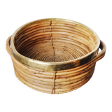Rattan and brass basket, Italy, 1970