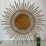 Vntage mirror 1960 rattan sun - 78 cm