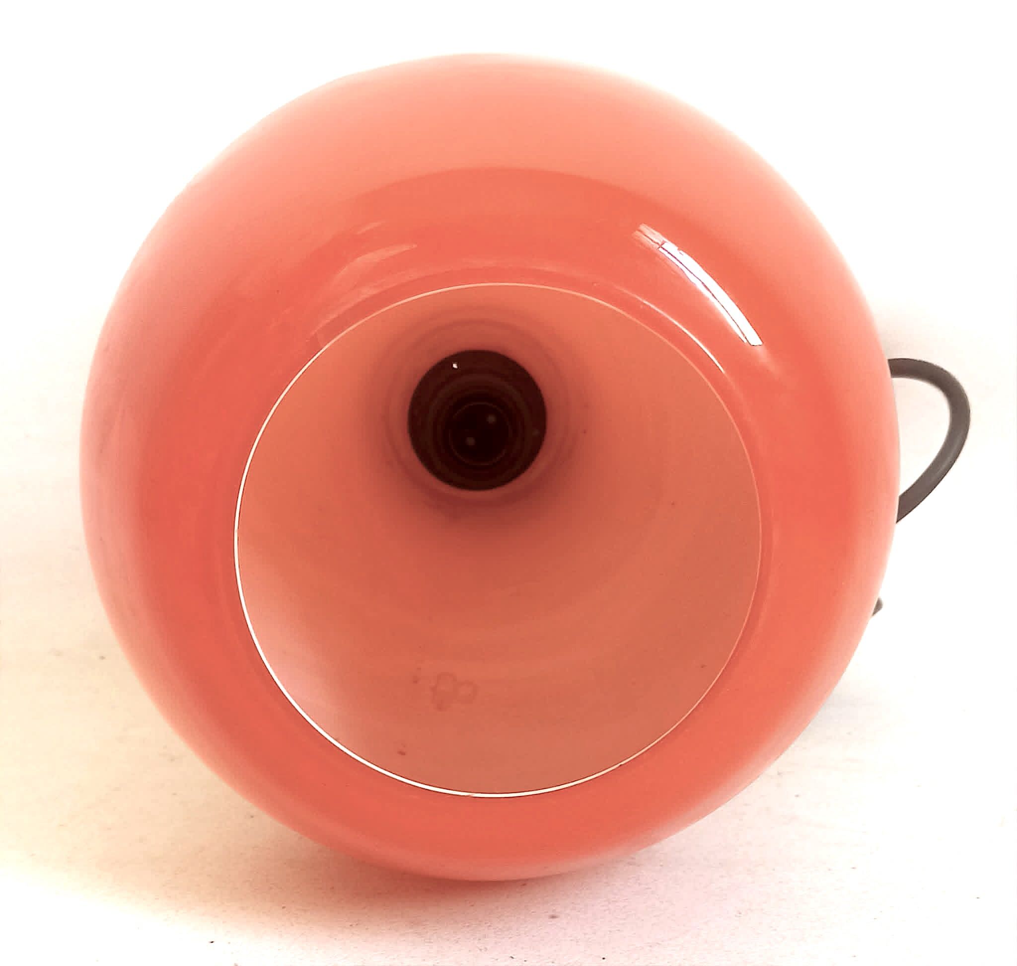 Opaline orange suspension Peill & Putzler 1970s Diameter 23.5 cm