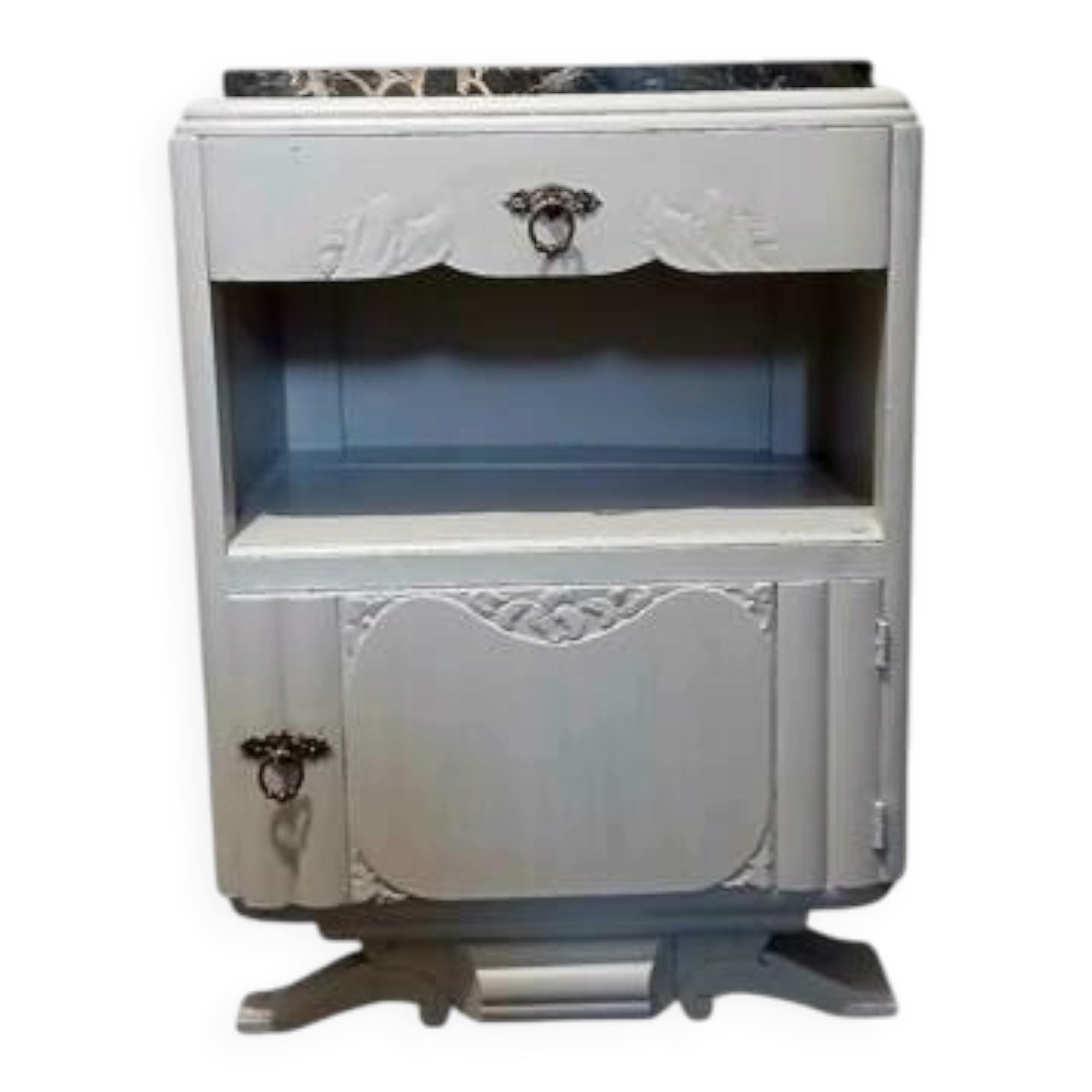 Art Deco bedside table with black marble