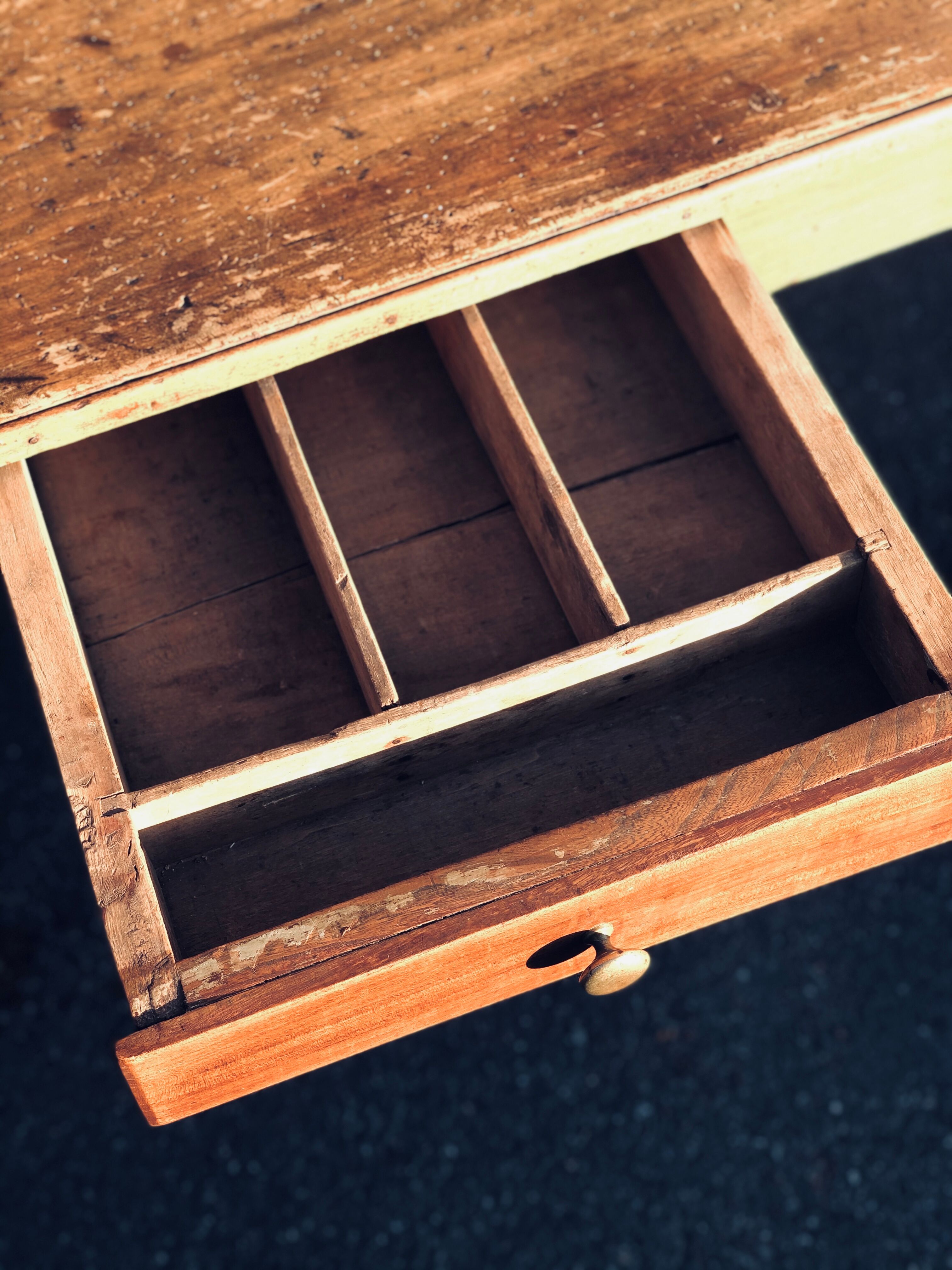Old wooden farm or workshop table