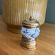 Antique porcelain pepper mill with floral design and gold-plated metal / brass –