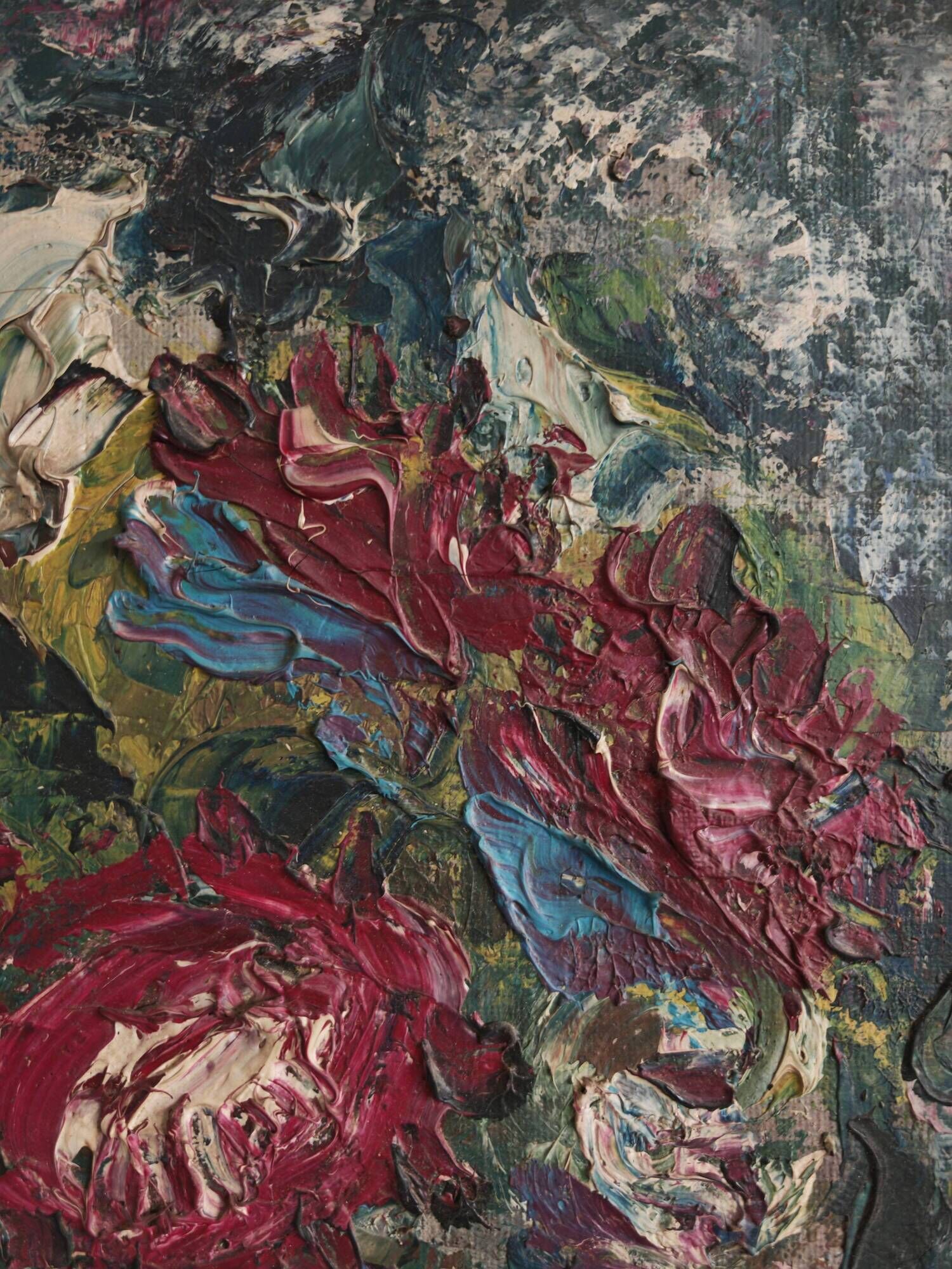 Modernist oil painting on canvas "Flowers" by Branislava Modelska-Jovanovic
