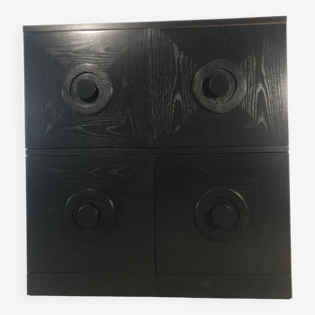 Brutalist cabinet black lacquered oak (veneer).