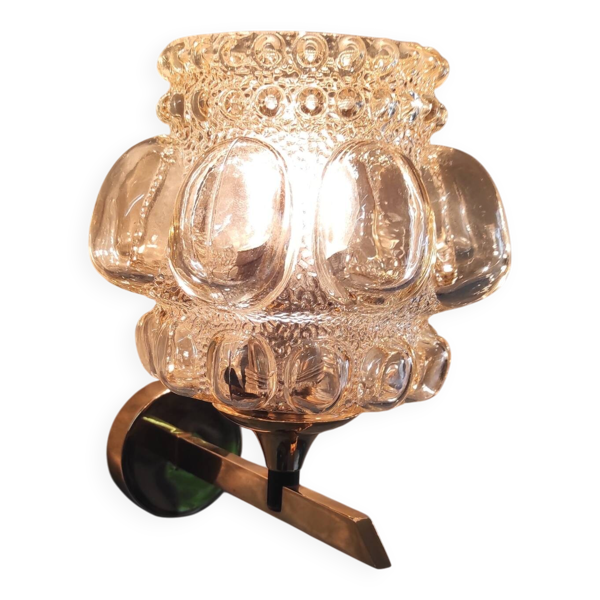 Appliques en laiton doré et verre par Helena Tynell - années 70