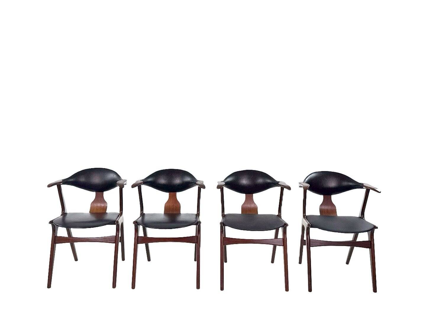 Set of 4 vintage design 'Koehoorn' dining chairs by Louis van Teeffelen for AwA