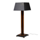 Amsterdam School floor lamp in partially ebonised cherry with a black linen shade.