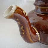 Vintage brown glazed ceramic teapot or herbal teapot