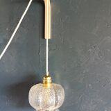 Vintage 60s hanging lamp with chiseled transparent glass