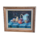 Old painting Still Life. Oil on canvas. Golden frame.T. Denver.